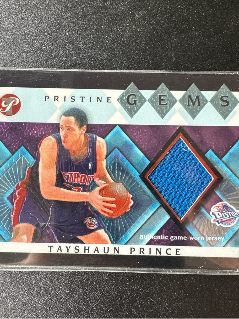 Tayshaun Prince Topps Pristine Gem W/  Authentic Piece of Game Worn Jersey - 03